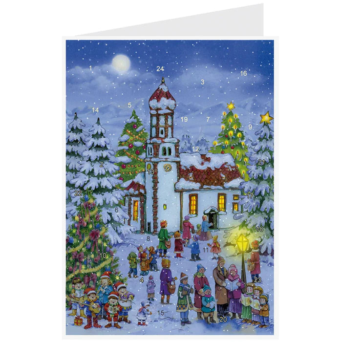 Postkarten Adventskalender "Heilig Abend an der Kirche"